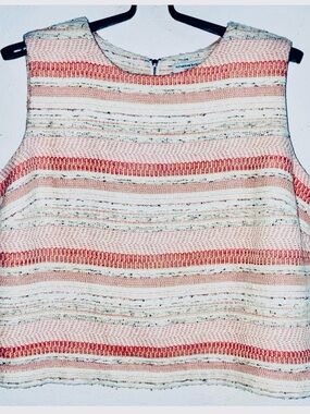 Katherine Barclay Tweed Textured Striped Sleeveless Top sz.L
